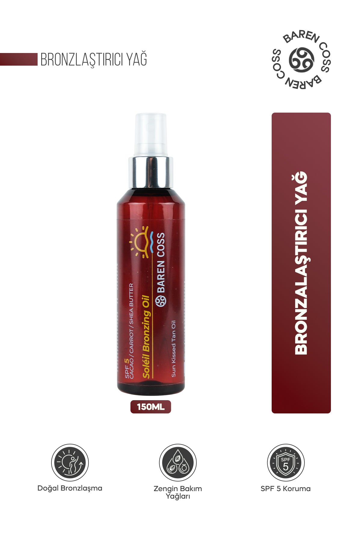 Baren Coss Soléil Bronzing Oil SPF 5 | Bronzlaştırıcı Yağ